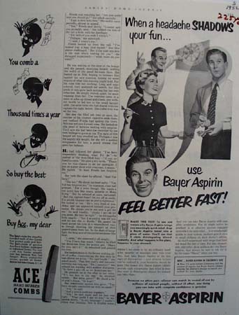 Bayer Aspirin Headaches Shadow Fun Ad 1952