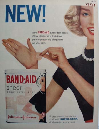 Band Aid Lady With Band Aid On Hand Ad 1958