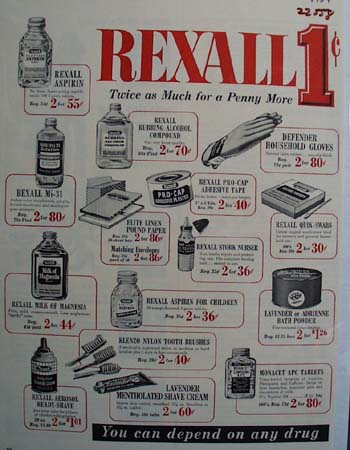 Rexall Drug Store Twice As Much Ad 1954