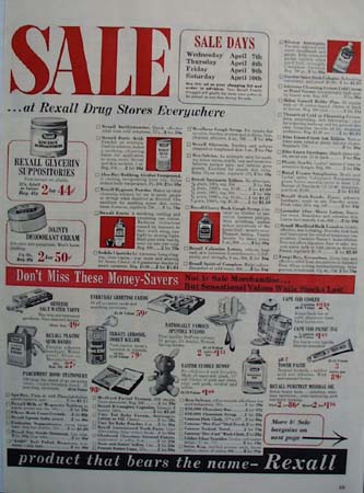 Rexall Drug Store Twice As Much Ad 1954