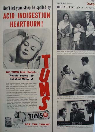 Tums Don't Let Sleep Be Spoiled Ad 1956