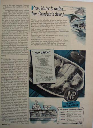 A and P Seafood Department Ad 1950