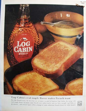 Log Cabin Maple Flavor Makes French Toast Ad 1961