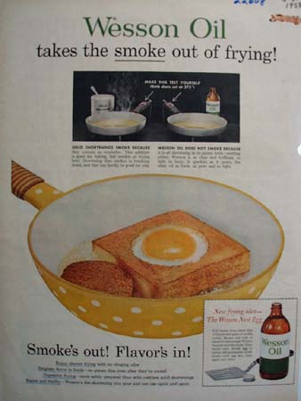 Wesson Oil Takes Smoke Out Of Frying Ad 1958