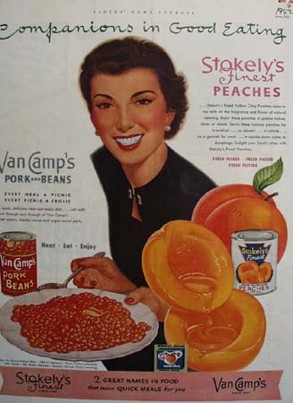 Van Camps Peaches And Pork And Beans Ad 1952