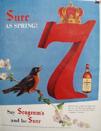 Seagrams Sure As Spring Ad 1954