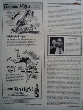 Ten High Whiskey High Wind High Ad 1943