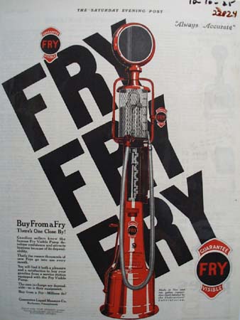 Fry Visible Pump One Close By Ad 1925