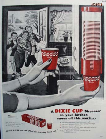 Dixie Cup Dispenser Children Through Door Ad 1954