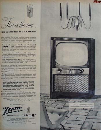 Zenith TV This Is The One Ad 1954