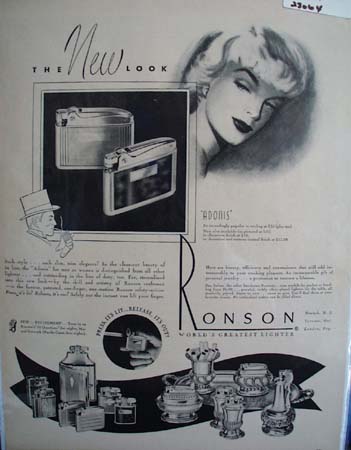 Ronson Lighters The New Look Ad 1948