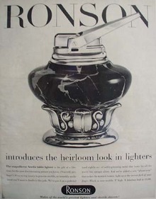 Ronson Lighter Heirloom Look Ad 1956