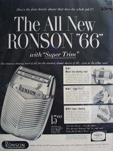 Ronson Shaver New Ronson 66 Ad 1956