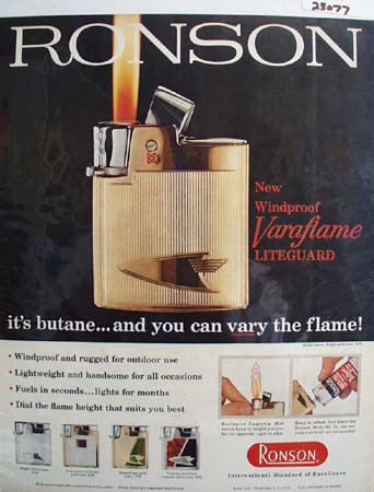 Ronson Lighter Windproof Varaflame Ad 1960