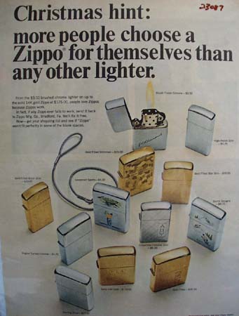 Zippo Lighter Christmas Ad 1956