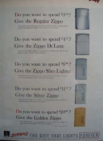 Zippo Lighter Christmas Ad 1957