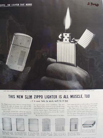 Zippo Lighter All Muscle Too Ad 1959