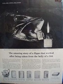 Zippo Lighter Fish Swallows Lighter Ad 1961