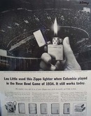 Zippo Lighter Rose Bowl Game of 1934 ad 1961