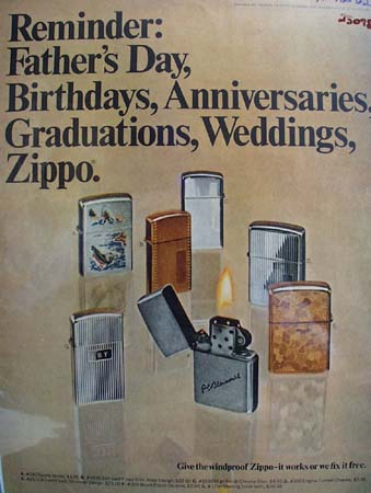Zippo Lighter Fathers Day Birthday Ad 1962