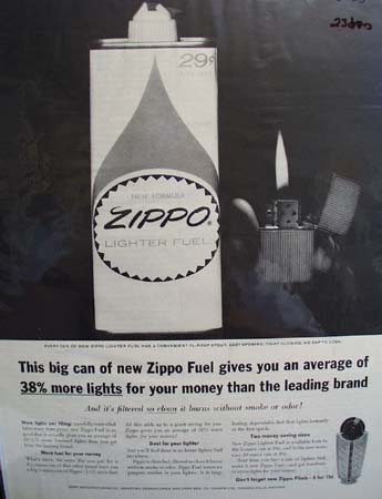 Zippo Lighter Fuel Ad 1963