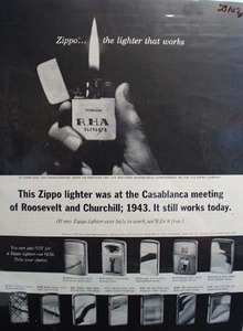 Zippo Lighter At Casablanca Meeting in 1943 Ad 1964