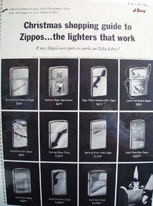 Zippo Lighter Christmas ad 1964