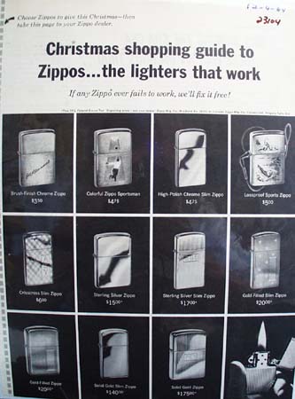 Zippo Lighter Christmas ad 1964