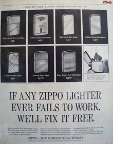 Zippo Lighter W C Kessler Birthday Gift Ad 1965