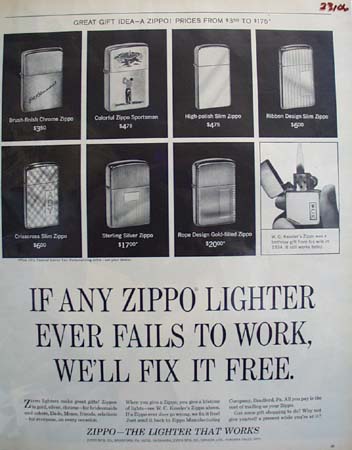 Zippo Lighter W C Kessler Birthday Gift Ad 1965