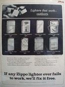 Zippo Lighters that Work Outdoors Ad 1966