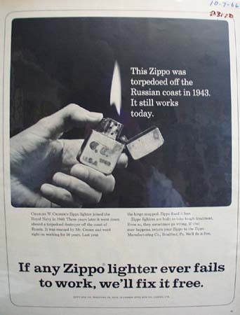 Zippo Lighter Charles W Croser Ad 1966