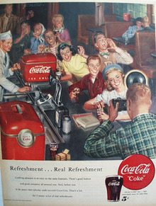 Coca Cola Teen Teenagers At Soda Fountain Ad 1950