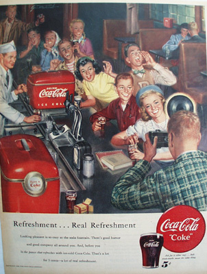 Coca Cola Teen Teenagers At Soda Fountain Ad 1950