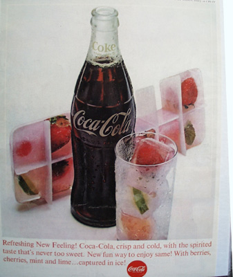 Coca Cola And Berries In Ice Cube Tray Ad 1963