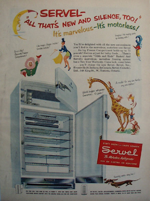 Servel Refrigerator New And Silent Ad 1951