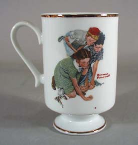 Norman Rockwell pedestal mug, Knuckles Down 1981