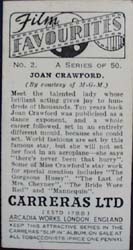 1938 Joan Crawford Film Favourites Card,