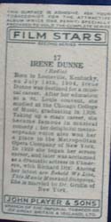 1934 Irene Dunne Film Star Card, No 17