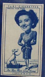 1949 Characture Myrna Loy movie card
