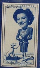 1949 Characture Myrna Loy movie card