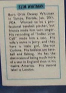 Slim Whitman Record Label card, 1950s
