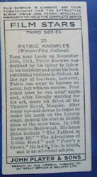 Patrick Knowles Film Stars Movie Card,