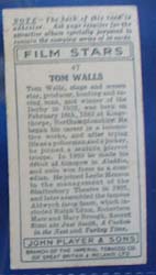Tom Walls Film Stars Movie Card
