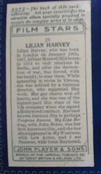 Lilian Harvey Film Stars Movie Card