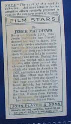 Jessie Mathews Film Stars Movie Card