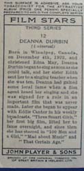 Deanna Durbin Film Stars Movie Card