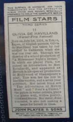 Olivia De Havilland Film Stars Movie Card