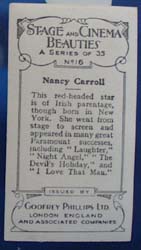 Nancy Carroll Stage and Cinema Beauty Card 1933