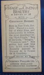 Constance Bennett Stage and Cinema Beauty Card 1933,
